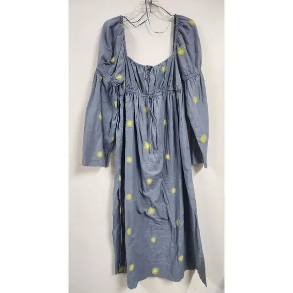 Free People Emory Embroidered Midi Dress Size L